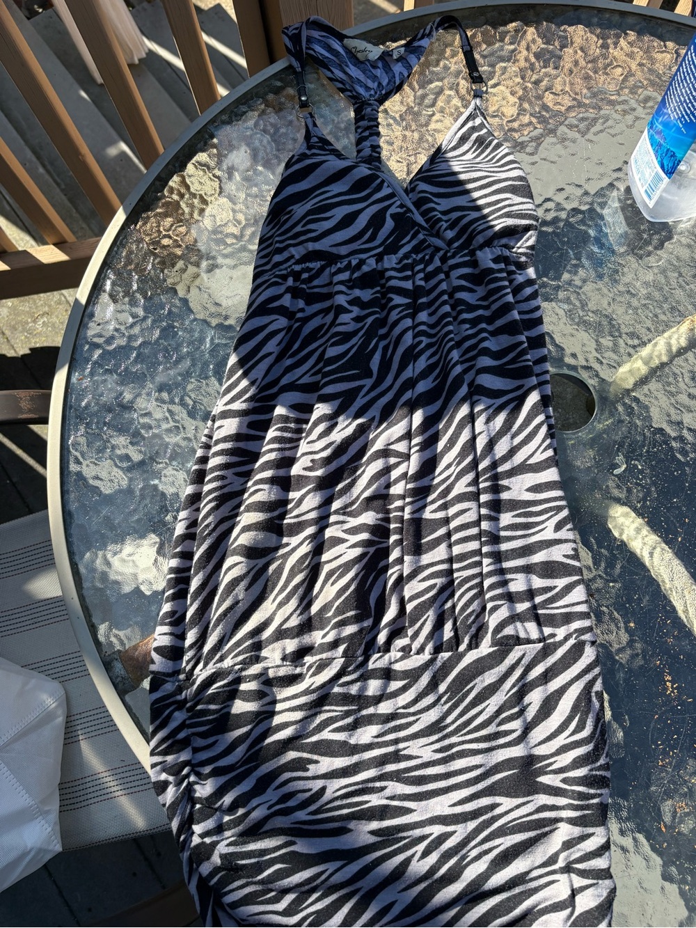 Chesley Black and White Zebra-Print Maxi Dress